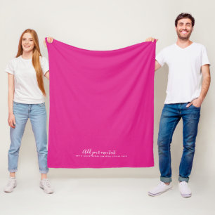 Couverture Polaire Créer son propre CERISE PINK Texte personnalisé