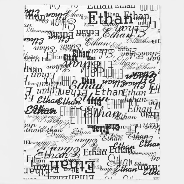 Couverture Polaire Créez votre propre nom noir et blanc (Devant)