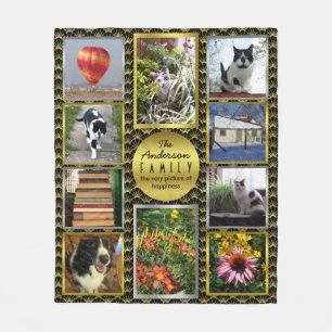 Couverture Polaire Créez votre propre or Deco de noir de nom de