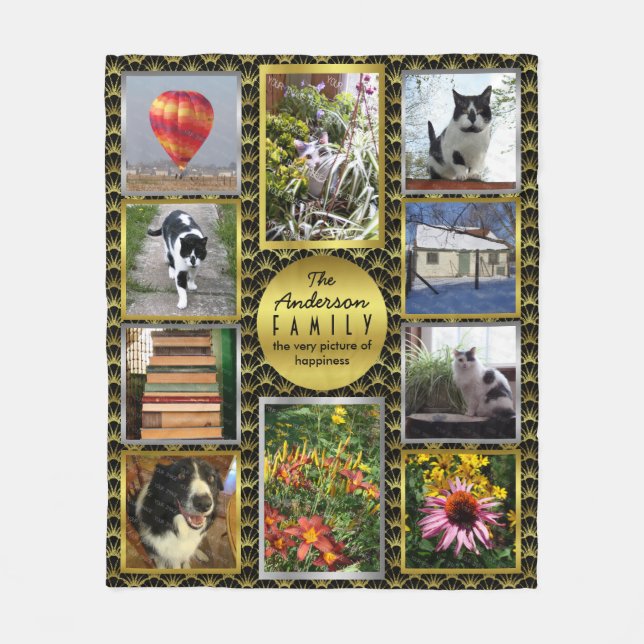 Couverture Polaire Créez votre propre or Deco de noir de nom de (Devant)