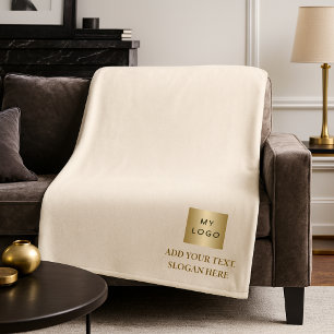 Couverture Polaire crème beige logo entreprise entreprise cadeau text