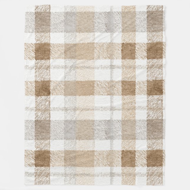 Couverture Polaire Crème Brun Gris Rayures (Devant)