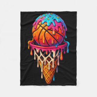 Couverture Polaire Crème glacée basketball drip pour garçons filles j