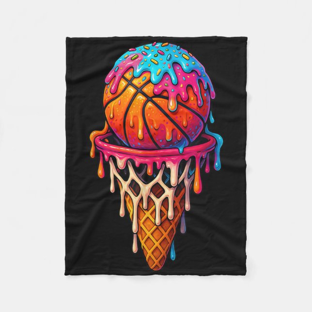 Couverture Polaire Crème glacée basketball drip pour garçons filles j (Devant)