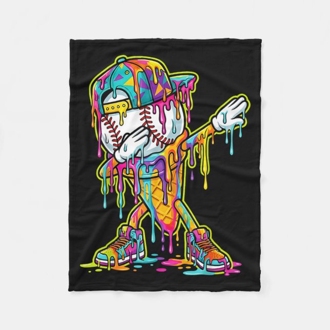Couverture Polaire Crème glacée de baseball qui coule dabbing Drip de (Devant)