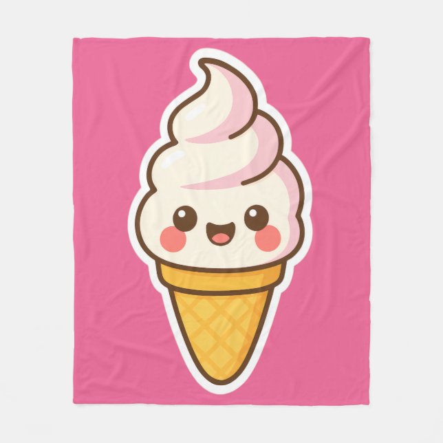 Couverture Polaire Crème glacée Kawaii douce (Devant)