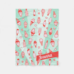 Couverture Polaire Crème glacée personnalisée Retro couleur mignonne