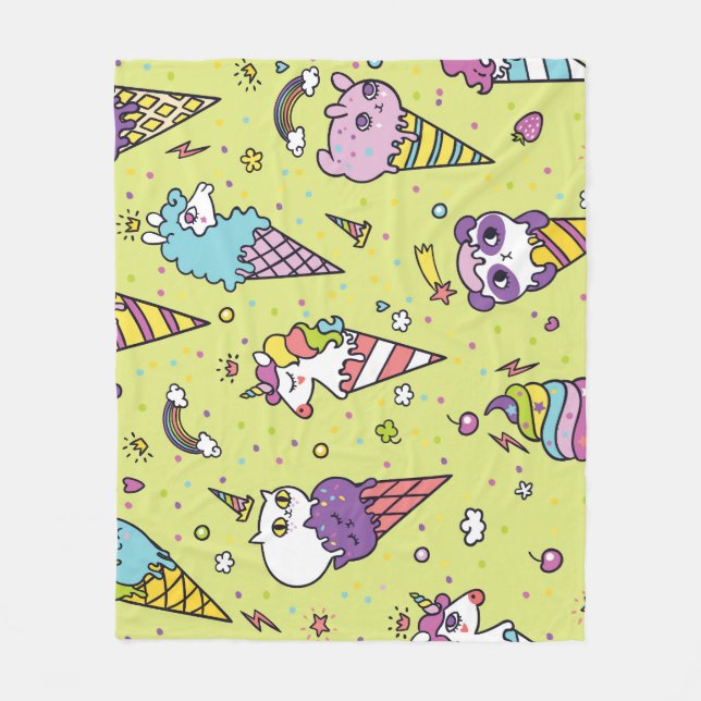 Couverture Polaire Crème glacée Pop Cute : Motif animal (Devant)