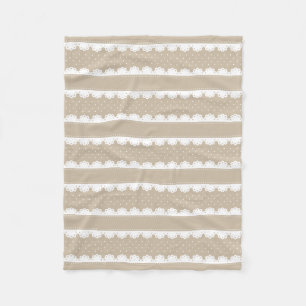 Couverture Polaire Crème moderne et Polka blanche Motif rayé