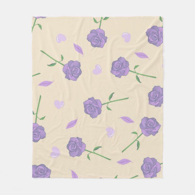 Couverture Polaire Crème violette Tropical Floral Botanique (Devant)
