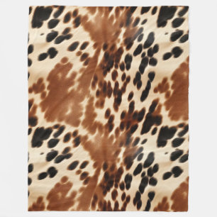 Couverture Polaire Crème Western Cowboy Brown Noir Cowhide
