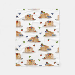 Couverture Polaire Crêpes Aquarelle Baies Petit Déjeuner Brunch 