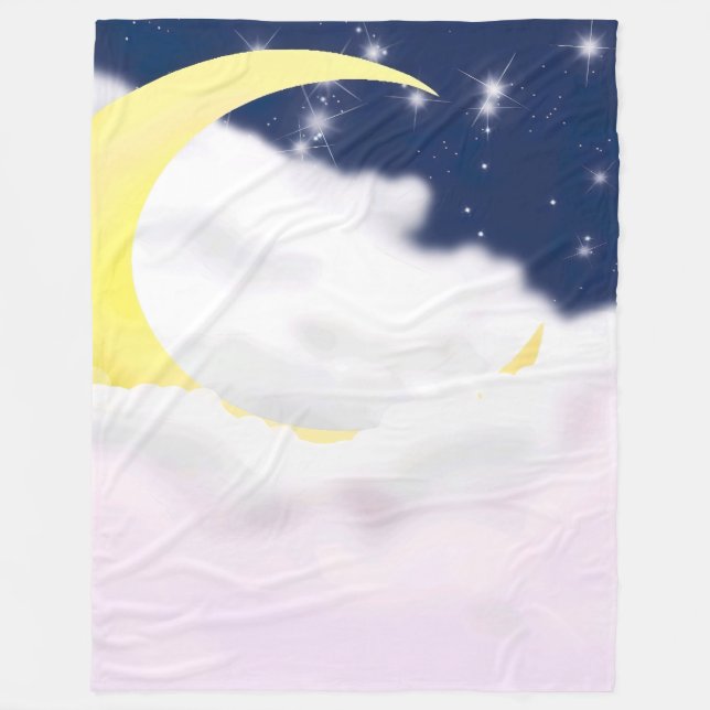 Couverture Polaire Cresent Moon in Soft Clouds Fleece Blanket (Devant)