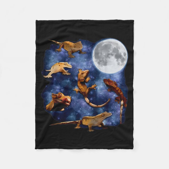 Couverture Polaire Crested Gecko Moon Retro Reptile Mom Dad Breeder L (Devant)