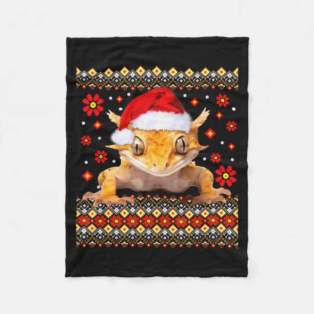 Couverture Polaire Crested Gecko Ugly Christmas Sweater  (Devant)