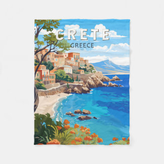 Couverture Polaire Crète Grèce Travel Art Vintage