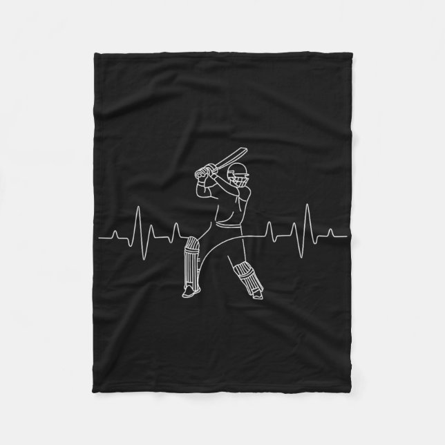 Couverture Polaire Cricket Game Heartbeat - Tsman Cricketer Bowler Tt (Devant)