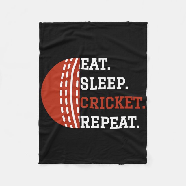 Couverture Polaire Cricket Player Apparel Eat Sleep Cricket Repeat  (Devant)