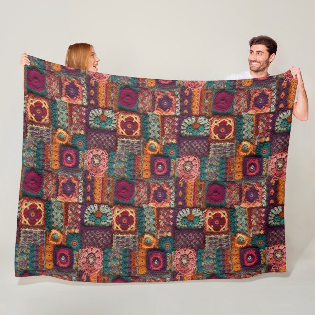 Couverture Polaire Crochet de sauce à fleurs (En situation)