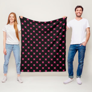 Couverture Polaire Crochis Fuchsia sur noir