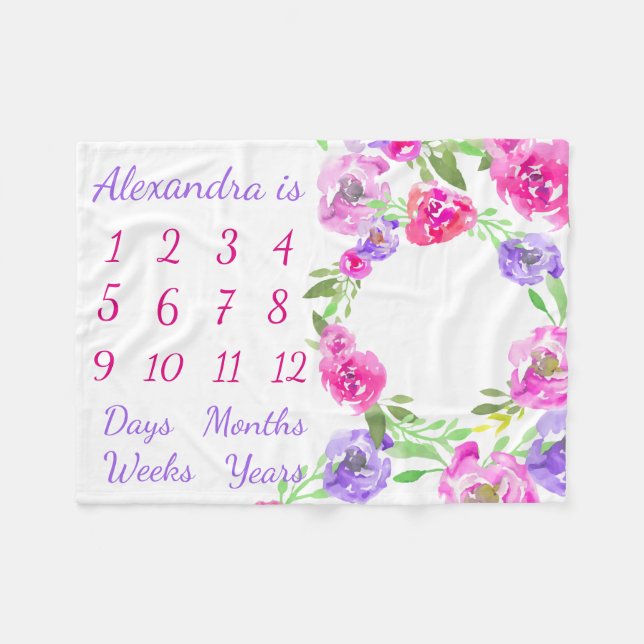 Couverture Polaire Croissance personnalisée d'étape importante d'âge (Devant (Horizontal))