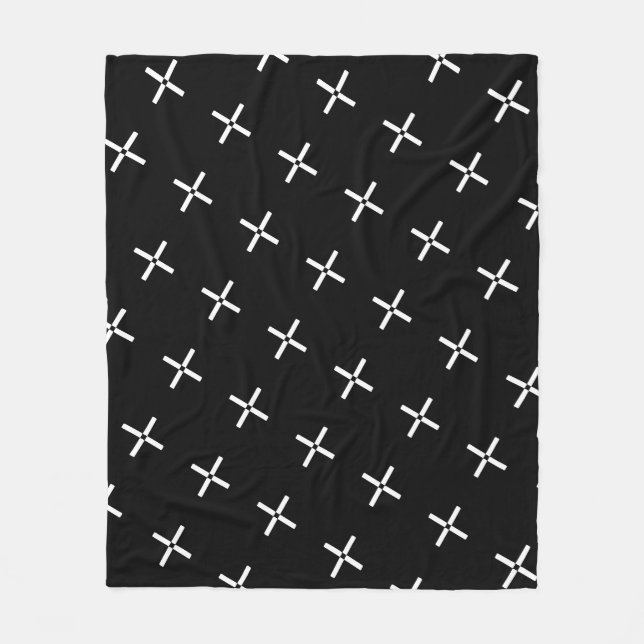 Couverture Polaire Croix blanche noire Plus Motif moderne géométrique (Devant)