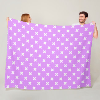 Couverture Polaire Croix blanches sur lilas