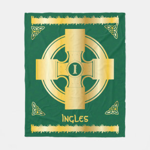 Couverture Polaire Croix celtique et lettre de noeud I Monogramme et