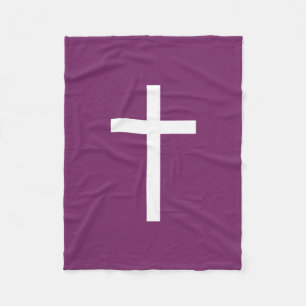 Couverture Polaire Croix chrétienne de base Rapport doré Blanc Violet