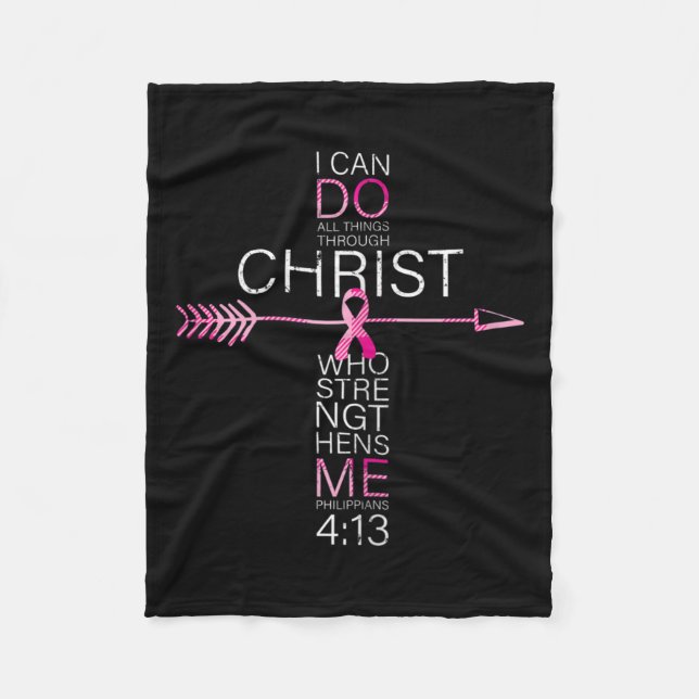 Couverture Polaire Croix chrétienne du cancer du sein Verset de la Bi (Devant)