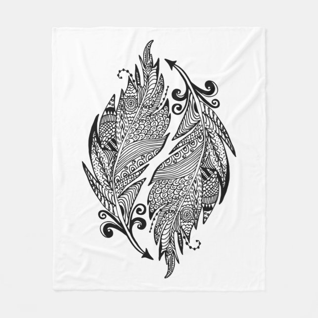 Couverture Polaire Croquis inspiré des plumes (Devant)