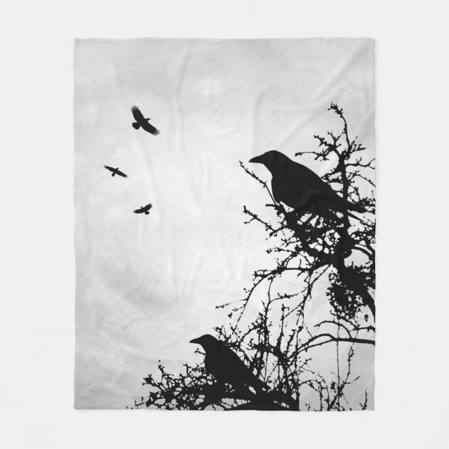 Couverture Polaire Crow Bird Design 43 Grey (Devant)