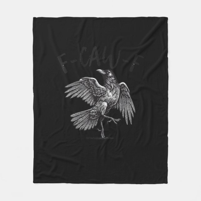 Couverture Polaire Crow, F-Caw-F Funny Bird Retro Graphic (Devant)