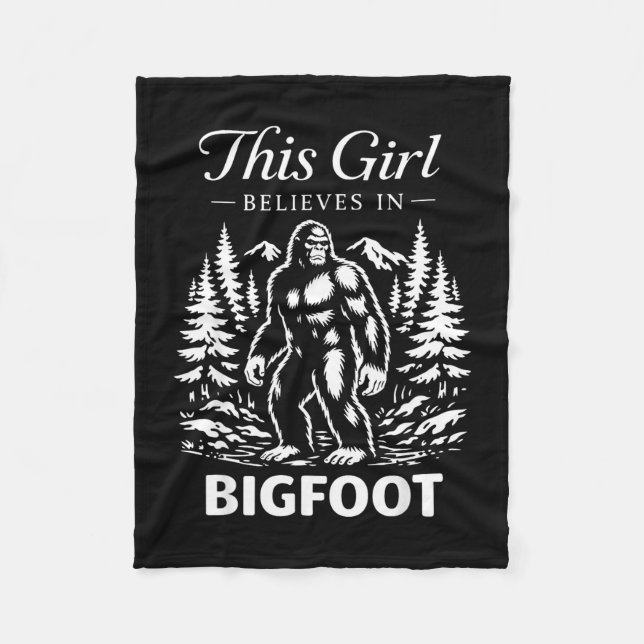 Couverture Polaire Croyante en Bigfoot fille sasquatch cryptide forêt (Devant)