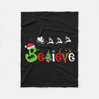 Couverture Polaire Croyez Noël Arbre Reindeer Père Noël Famille Noël