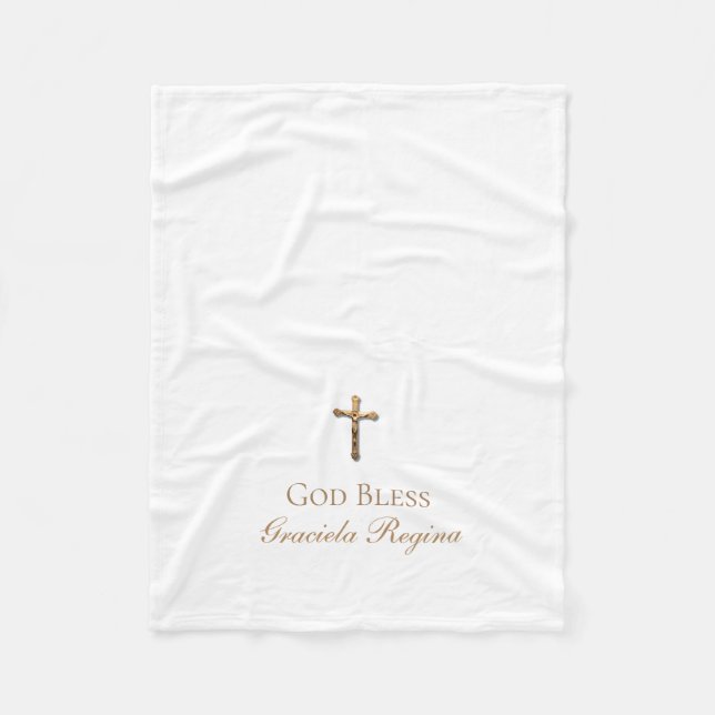 Couverture Polaire Crucifix croisé d'or de baptême (Devant)