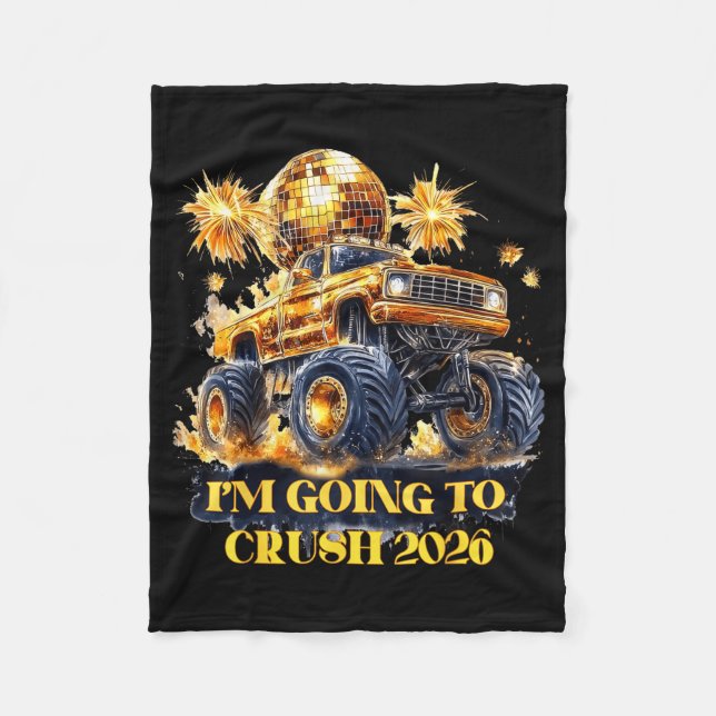 Couverture Polaire Crush 2026 Monster Truck New Year Party Countdown  (Devant)