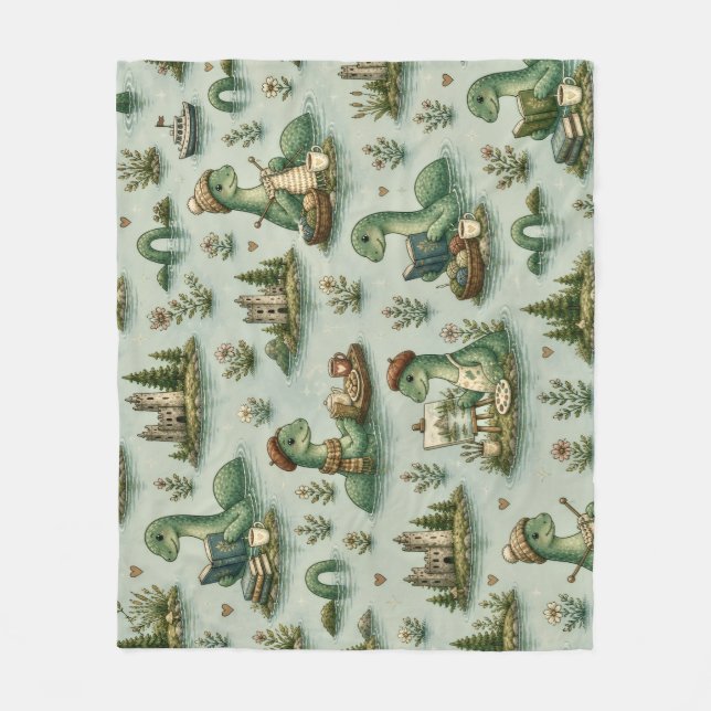 Couverture Polaire Cryptides confortables Nessie Monstre du Loch Ness (Devant)