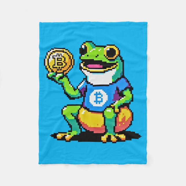 Couverture Polaire Crypto Frog - Drôle Pixel Art Devise numérique (Devant)