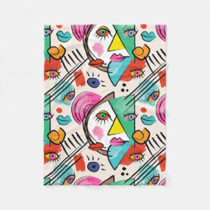 Couverture Polaire Cubisme moderne Abstrait Artsy Femme Visages