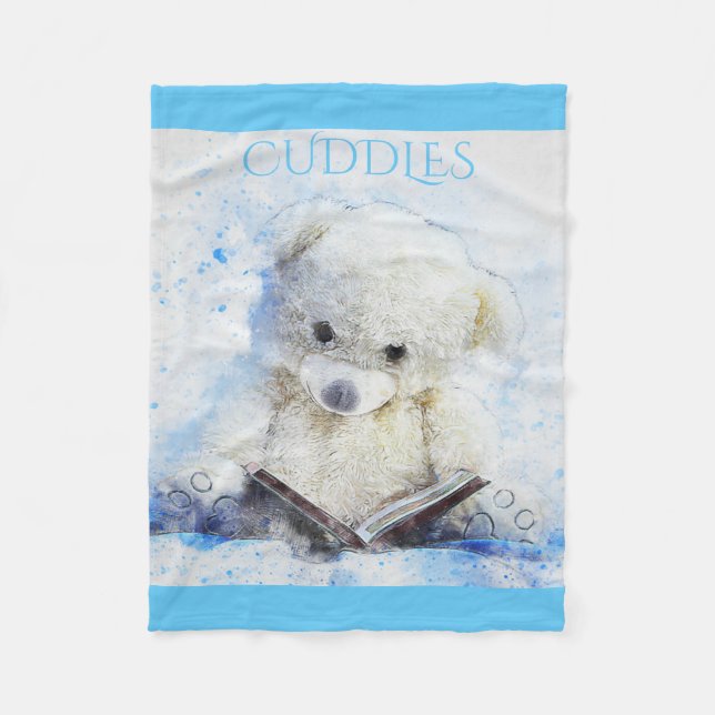 Couverture polaire 'Cuddles'white bear'. (Devant)