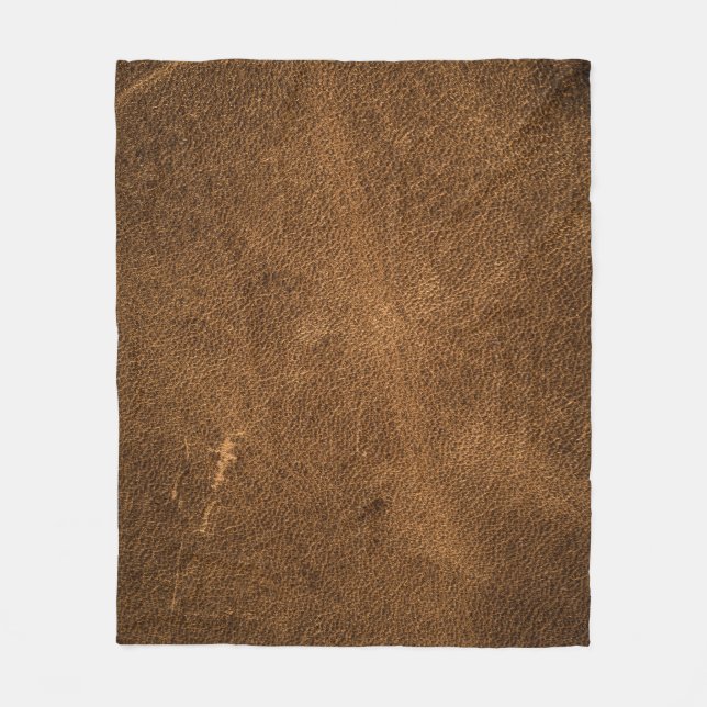 Couverture Polaire Cuir Brown vieilli : Texture classique (Devant)