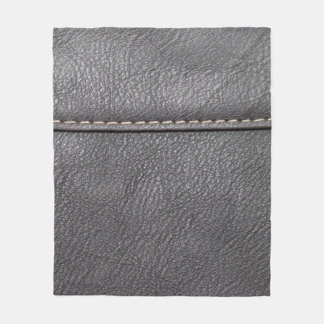 Couverture Polaire Cuir noir cousu avec couture blanche (Devant)