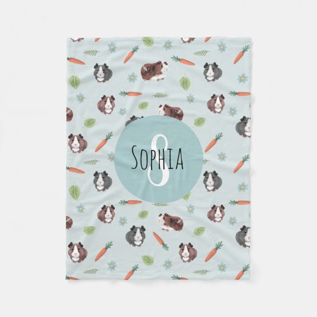 Couverture Polaire Cuisine et Whimsical Blue Guinée Pig Motif Enfants (Devant)