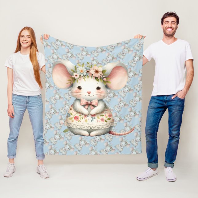 Couverture Polaire Cuisine Florale Souris Couronne Fleur (En situation)