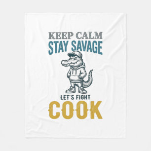 Couverture Polaire Cuisinier Sauvage Alligator Gravure Vintage Graphi