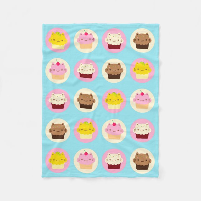 Couverture Polaire Cupcakes chats mignons (Devant)