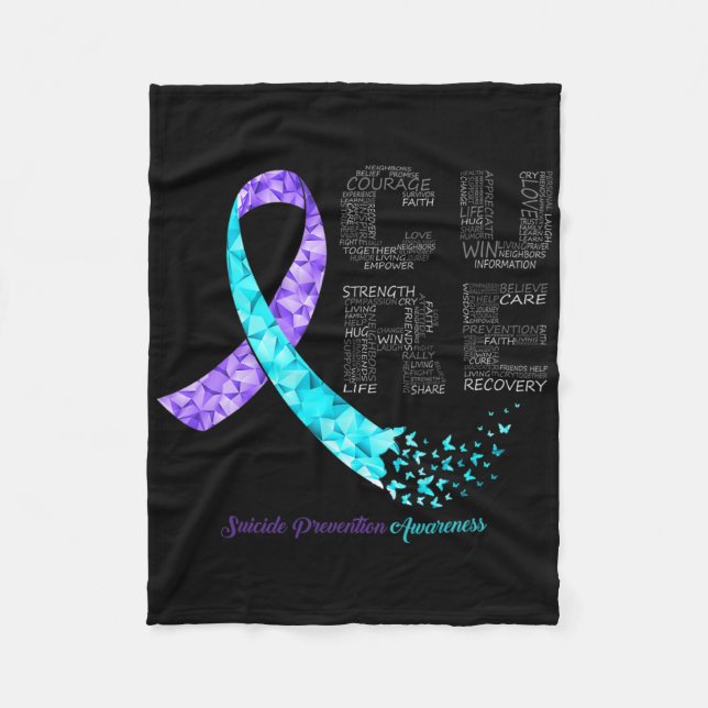 Couverture Polaire Cure Blue Purple Ribbon Prévention du suicide (Devant)