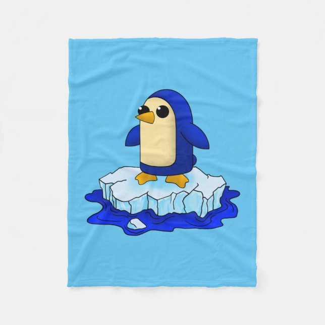 Couverture Polaire Curieux Kawaii mignon bébé pingouin (Devant)