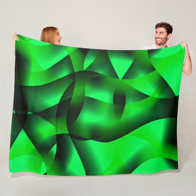Couverture Polaire Curling vert citron vert et noir, avec ombre ? (En situation)